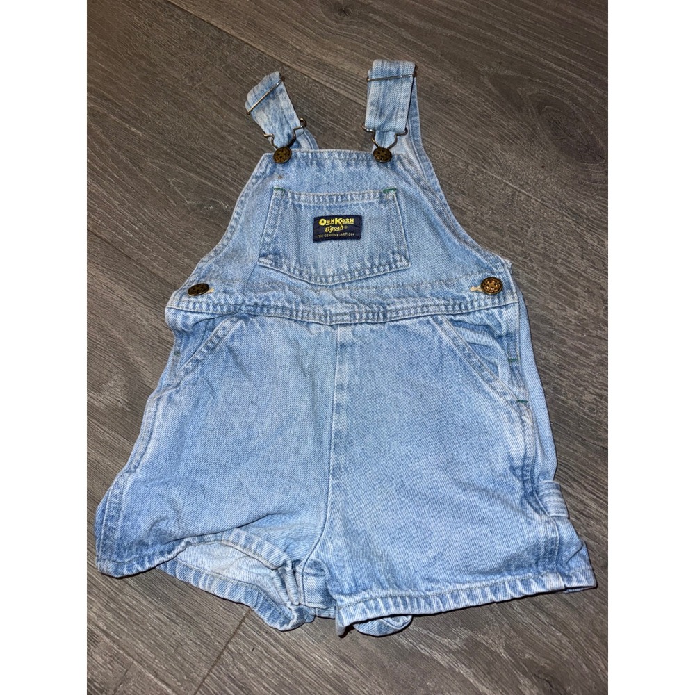 Vintage‎ OshKosh Bgosh Kids Light Wash Denim Shortalls Overalls Size 2T